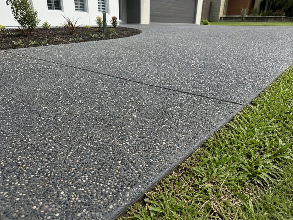 Exposed aggregate driveway finish and control joint detail